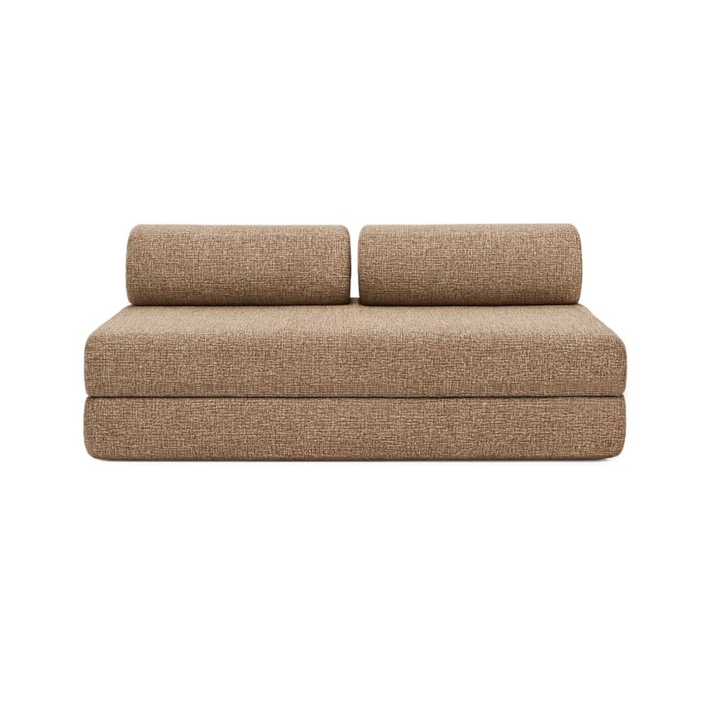 Canapé droit convertible et modulable 3 places en tweed marron