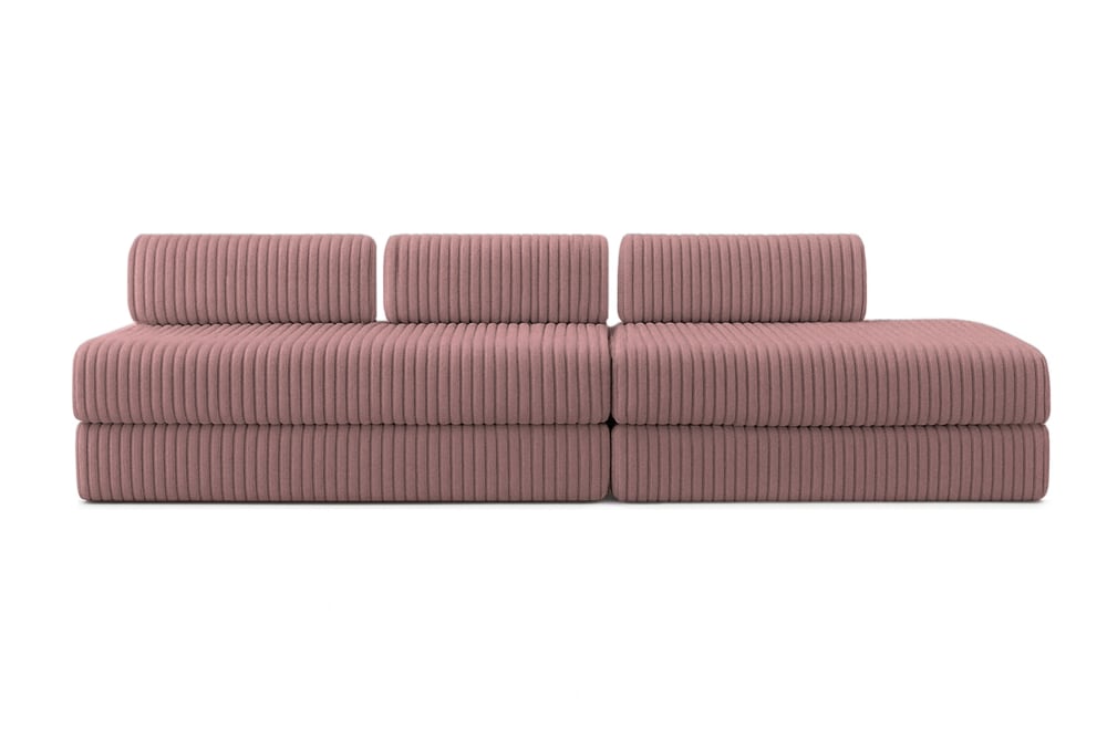 Canapé convertible et modulable 5 places en velours rose