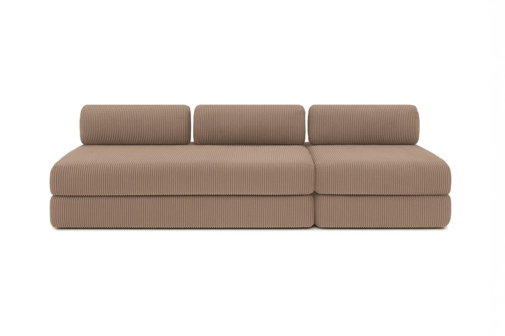 Canapé convertible et modulable 4 places en velours taupe