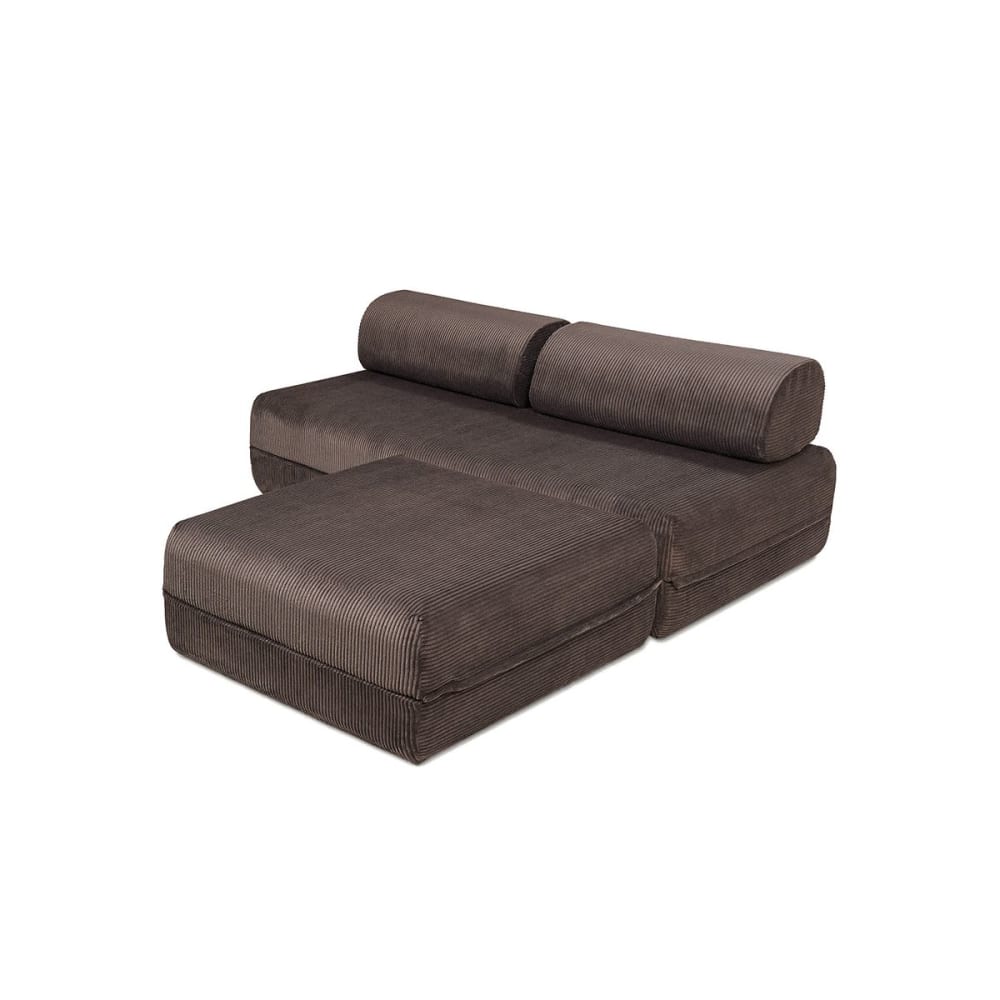 Canapé convertible et modulable 4 places en velours marron