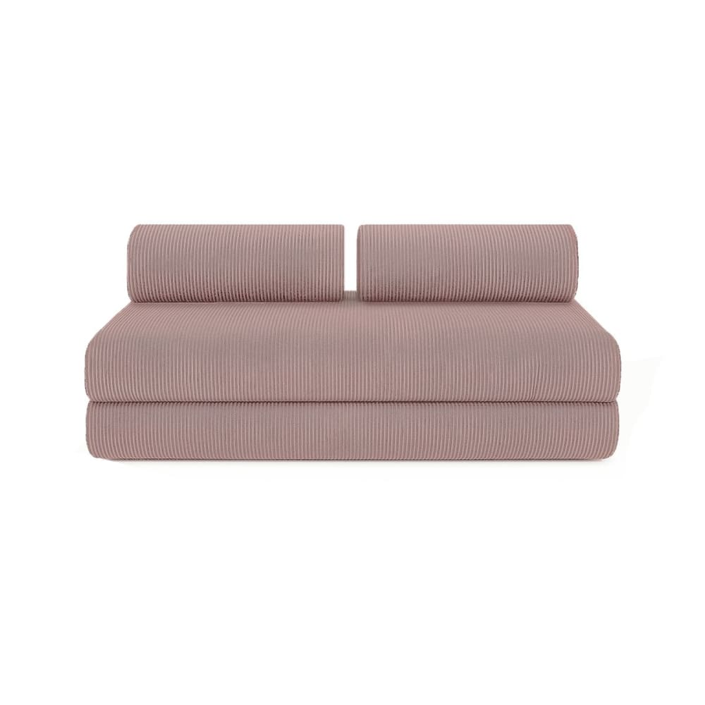 Canapé convertible et modulable 3 places en velours rose