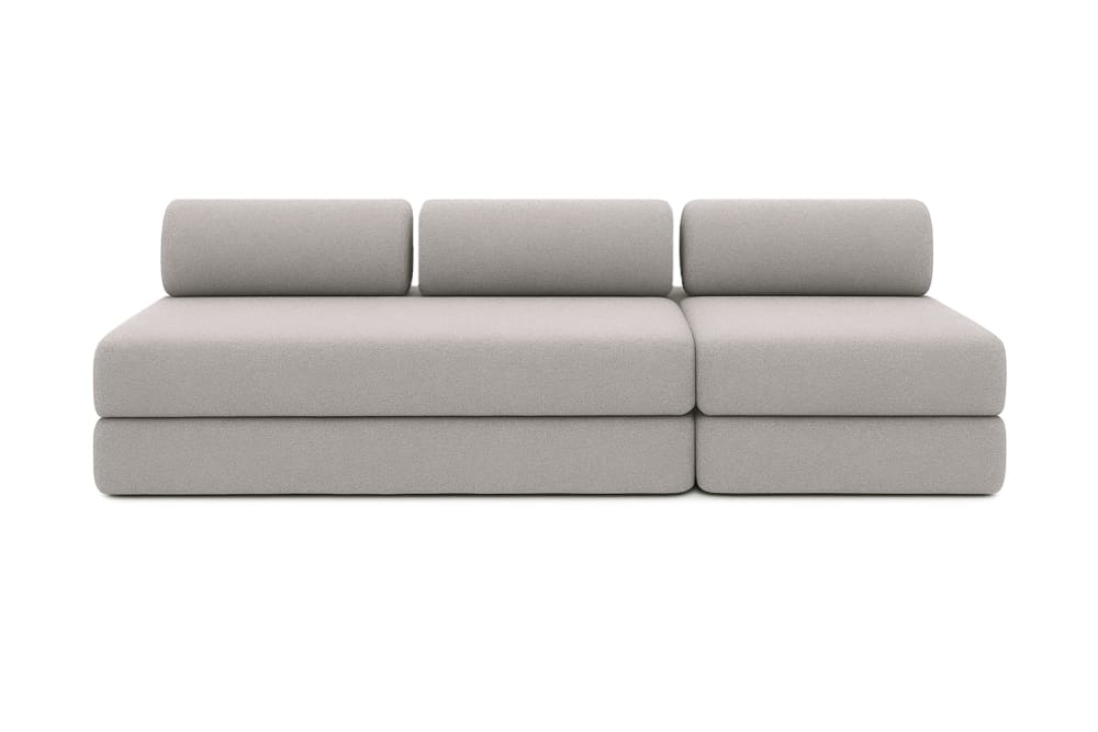 Canapé droit convertible et modulable 4 places en tissu lisse gris