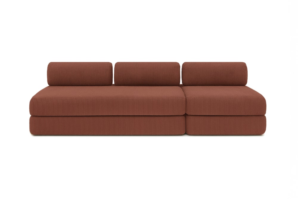 Canapé convertible et modulable 4 places en velours terracotta