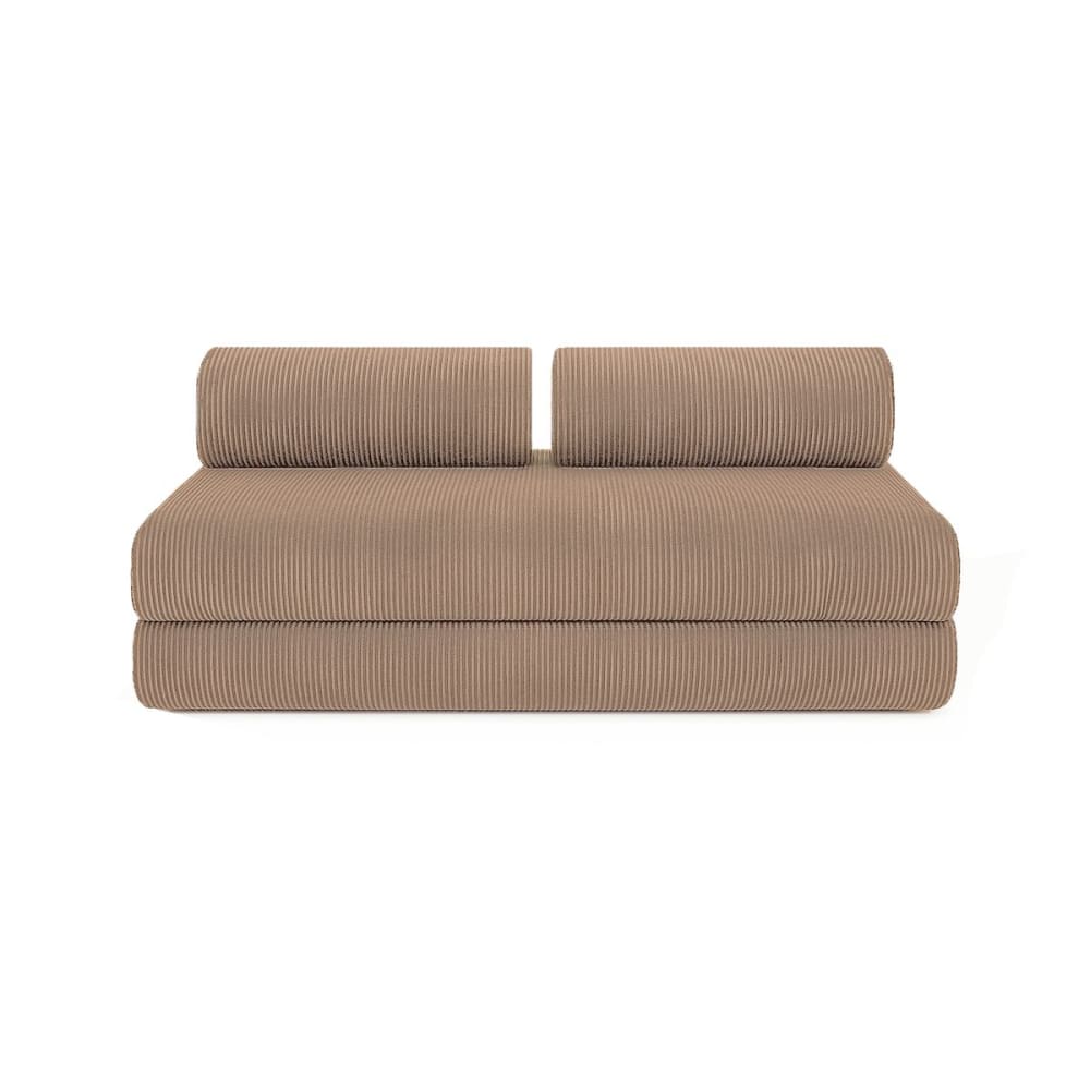 Canapé convertible et modulable 3 places en velours taupe