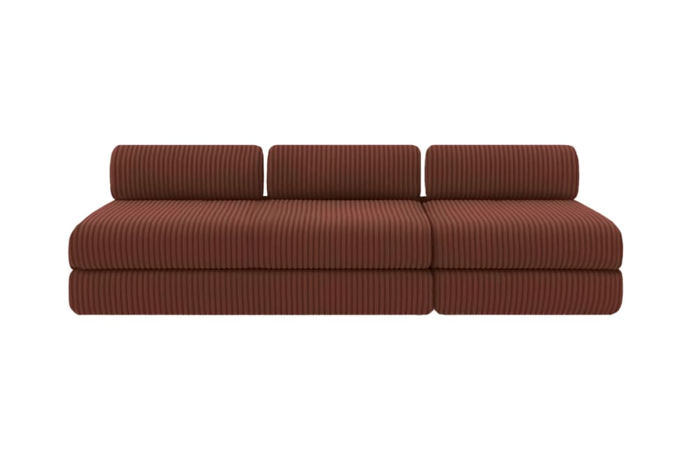 Canapé convertible et modulable 4 places en velours terracotta