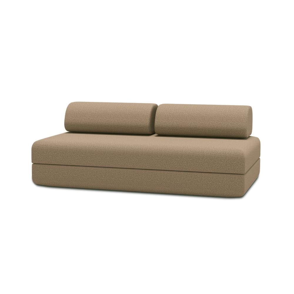 Canapé droit convertible et modulable 3 places en tissu lisse marron