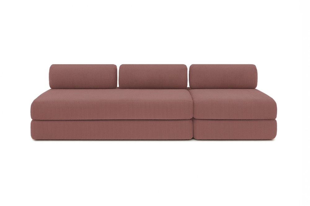Canapé convertible et modulable 4 places en velours rose