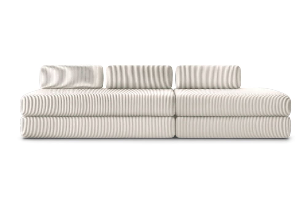 Canapé convertible et modulable 5 places en velours blanc