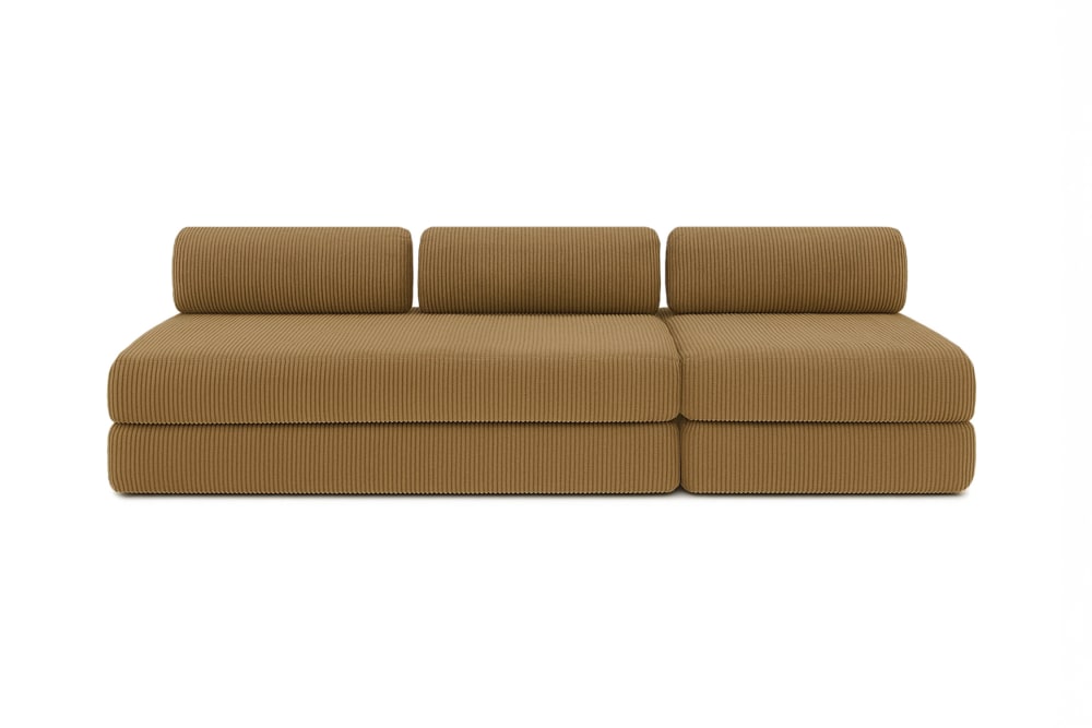 Canapé convertible et modulable 4 places en velours jaune