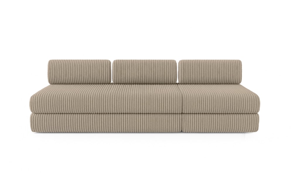 Canapé convertible et modulable 4 places en velours taupe