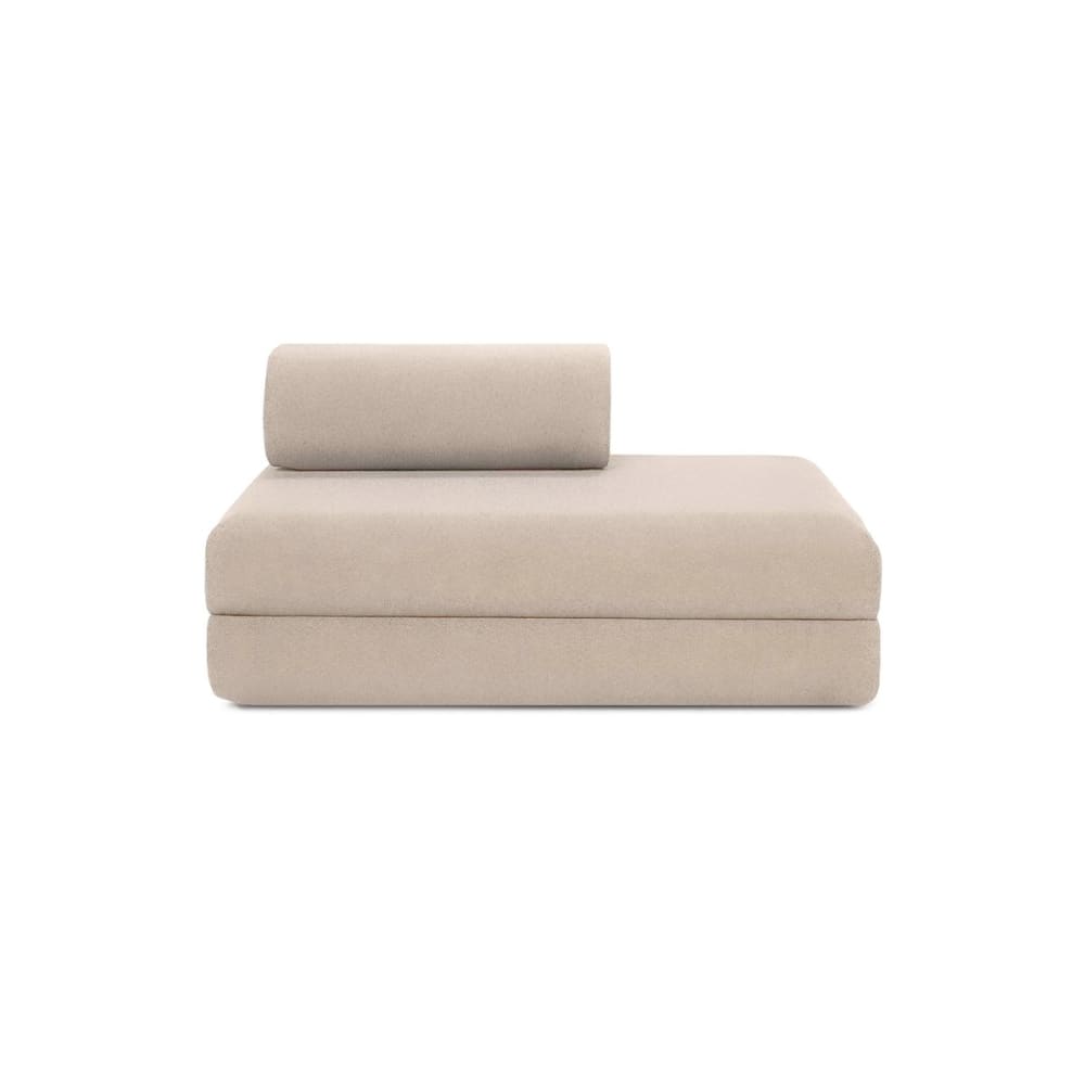 Canapé droit convertible et modulable 2 places en tissu lisse beige