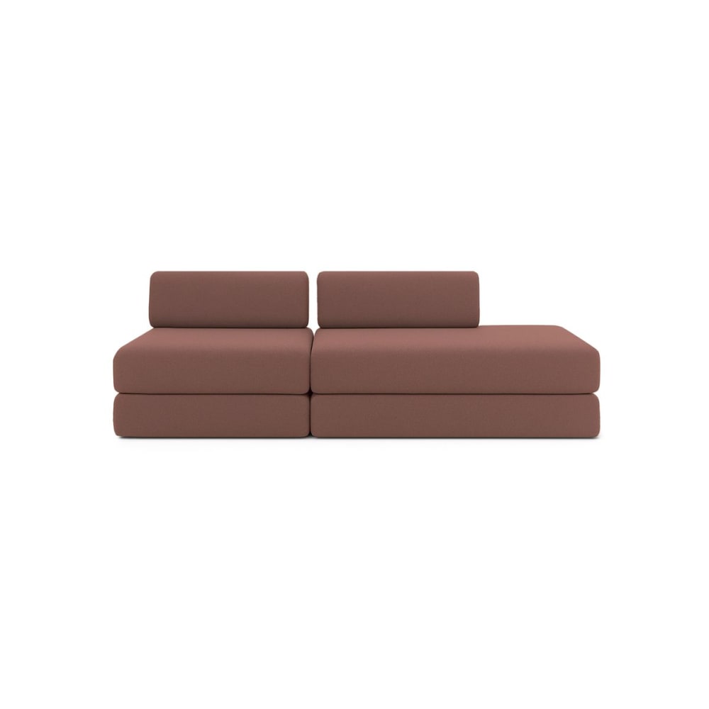 Canapé convertible et modulable 3 places en tissu terracotta