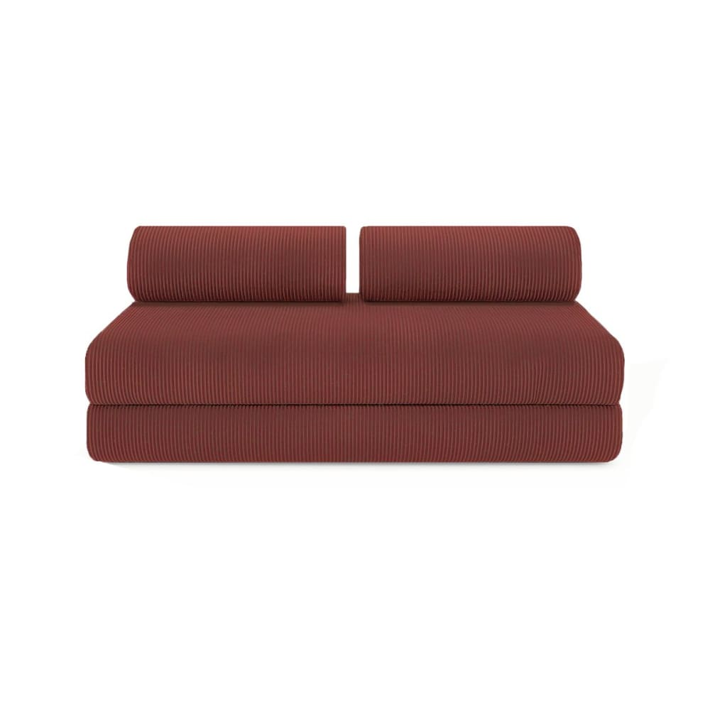 Canapé convertible et modulable 3 places en velours rouge