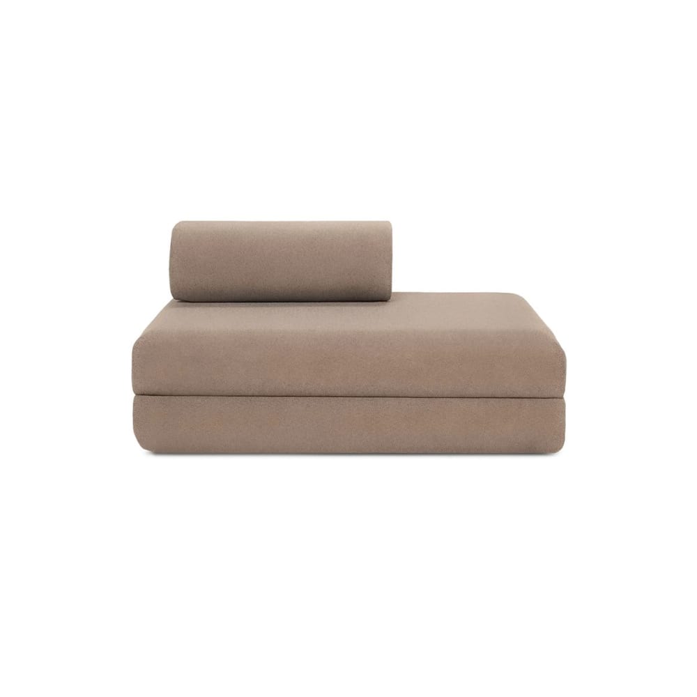 Canapé droit convertible et modulable 2 places en tissu lisse marron