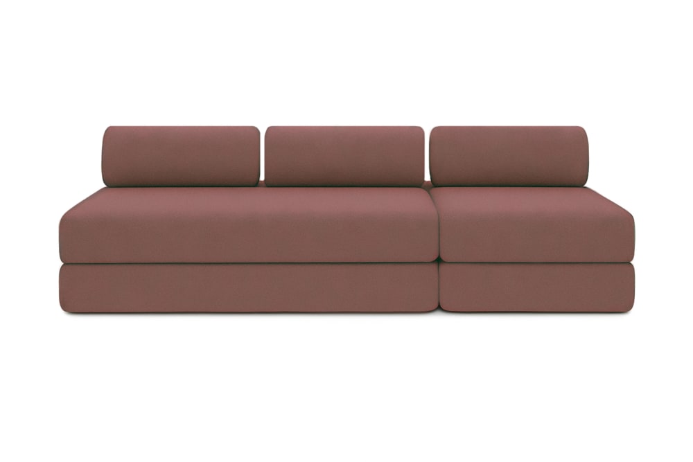 Canapé convertible et modulable 4 places en tissu terracotta