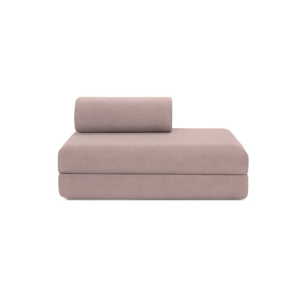 Canapé droit convertible et modulable 2 places en tissu lisse rose