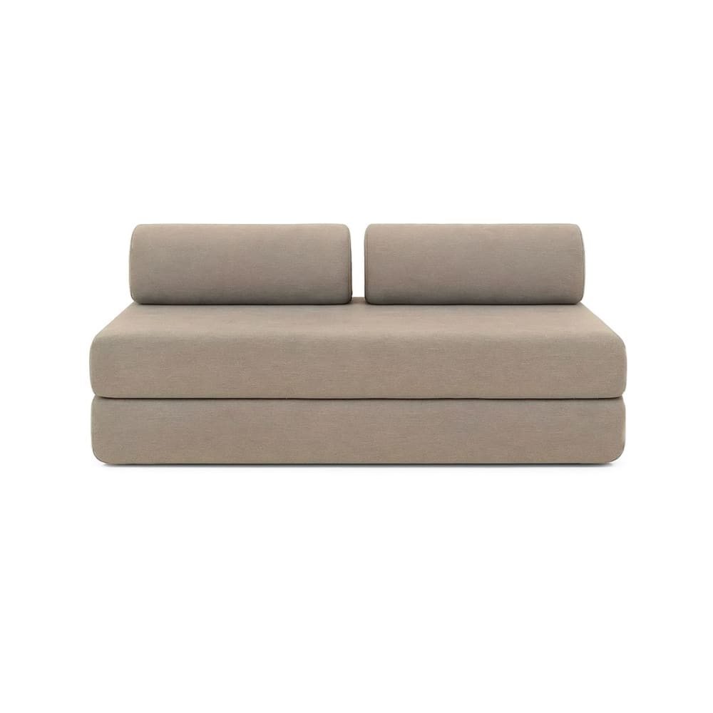 Canapé droit convertible et modulable 3 places en tissu lisse taupe