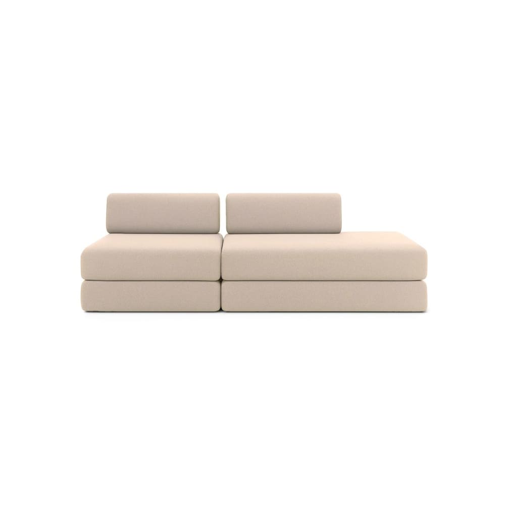Canapé droit convertible et modulable 3 places en tissu lisse beige