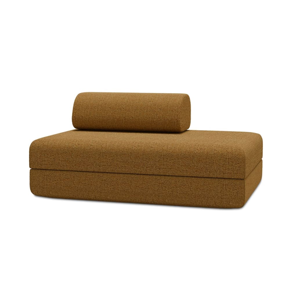 Canapé droit convertible et modulable 2 places en tweed jaune