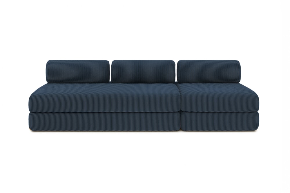 Canapé convertible et modulable 4 places en velours bleu