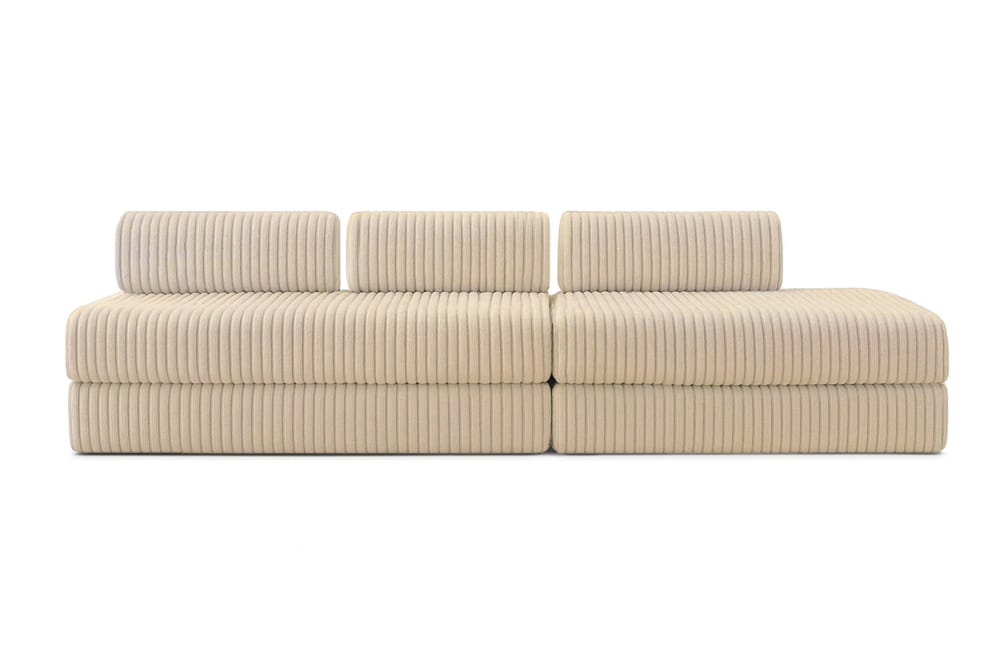 Canapé convertible et modulable 5 places en velours beige