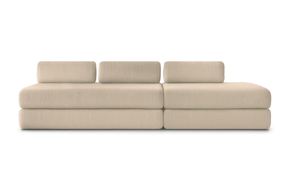 Canapé convertible et modulable 5 places en velours beige
