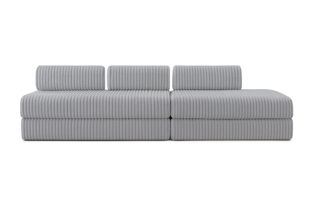 Canapé convertible et modulable 5 places en velours gris
