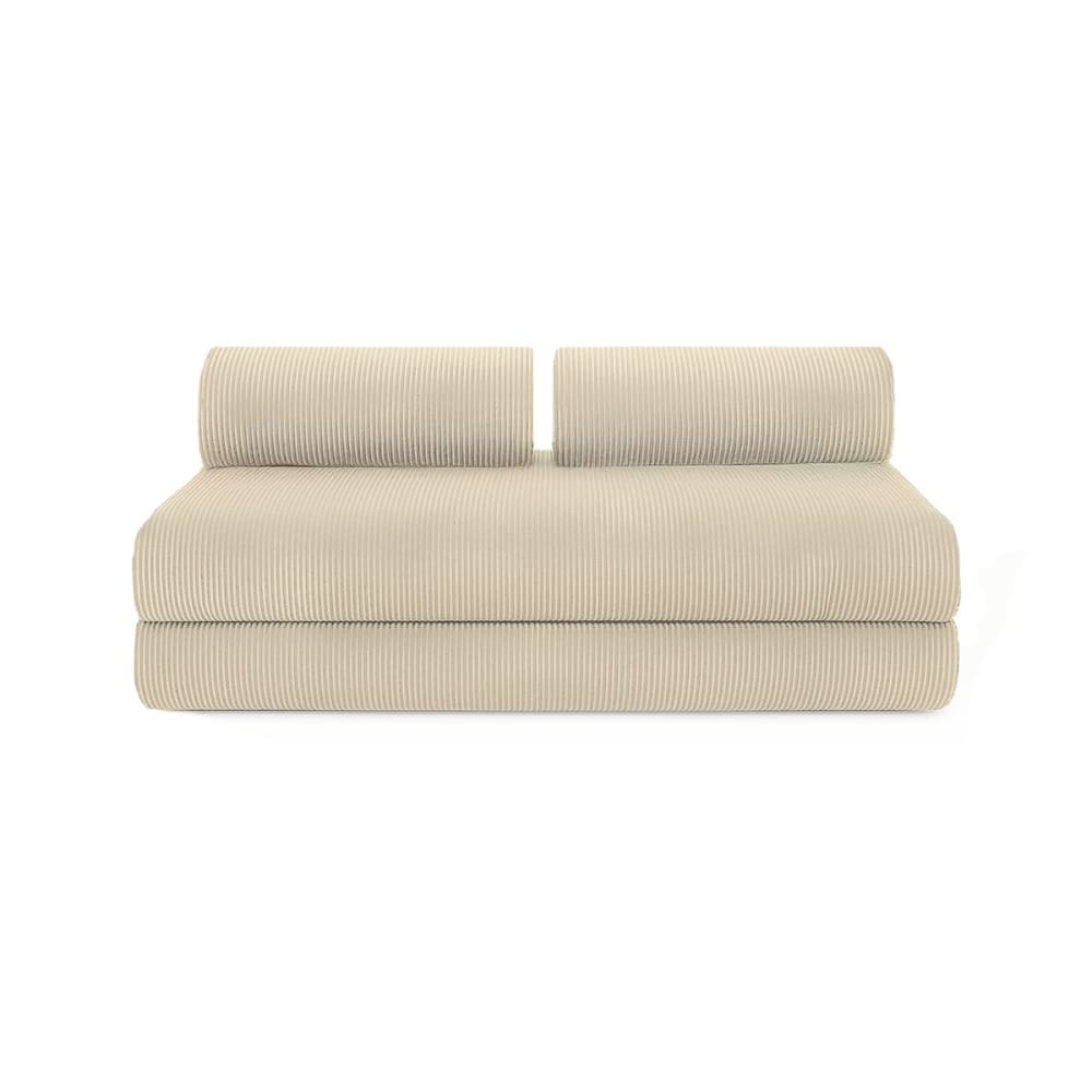 Canapé convertible et modulable 3 places en velours beige