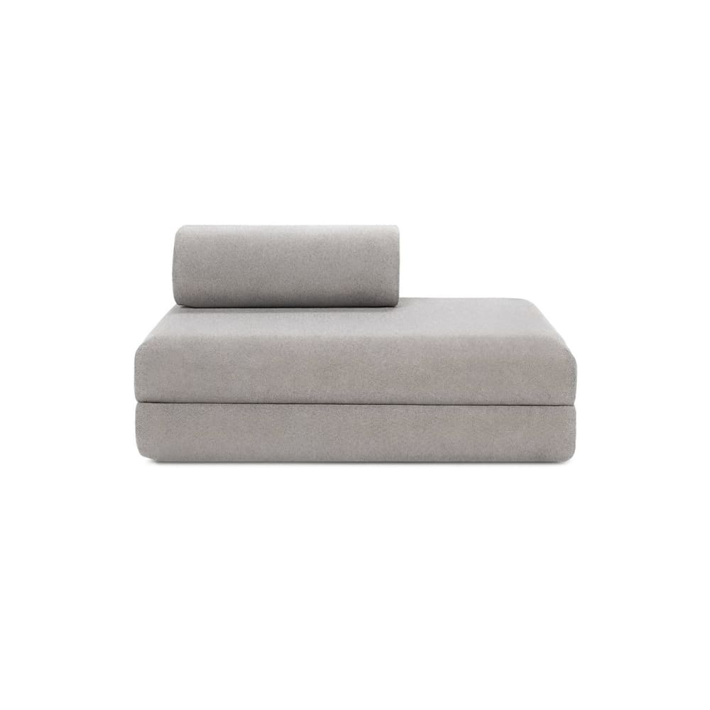 Canapé droit convertible et modulable 2 places en tissu lisse gris