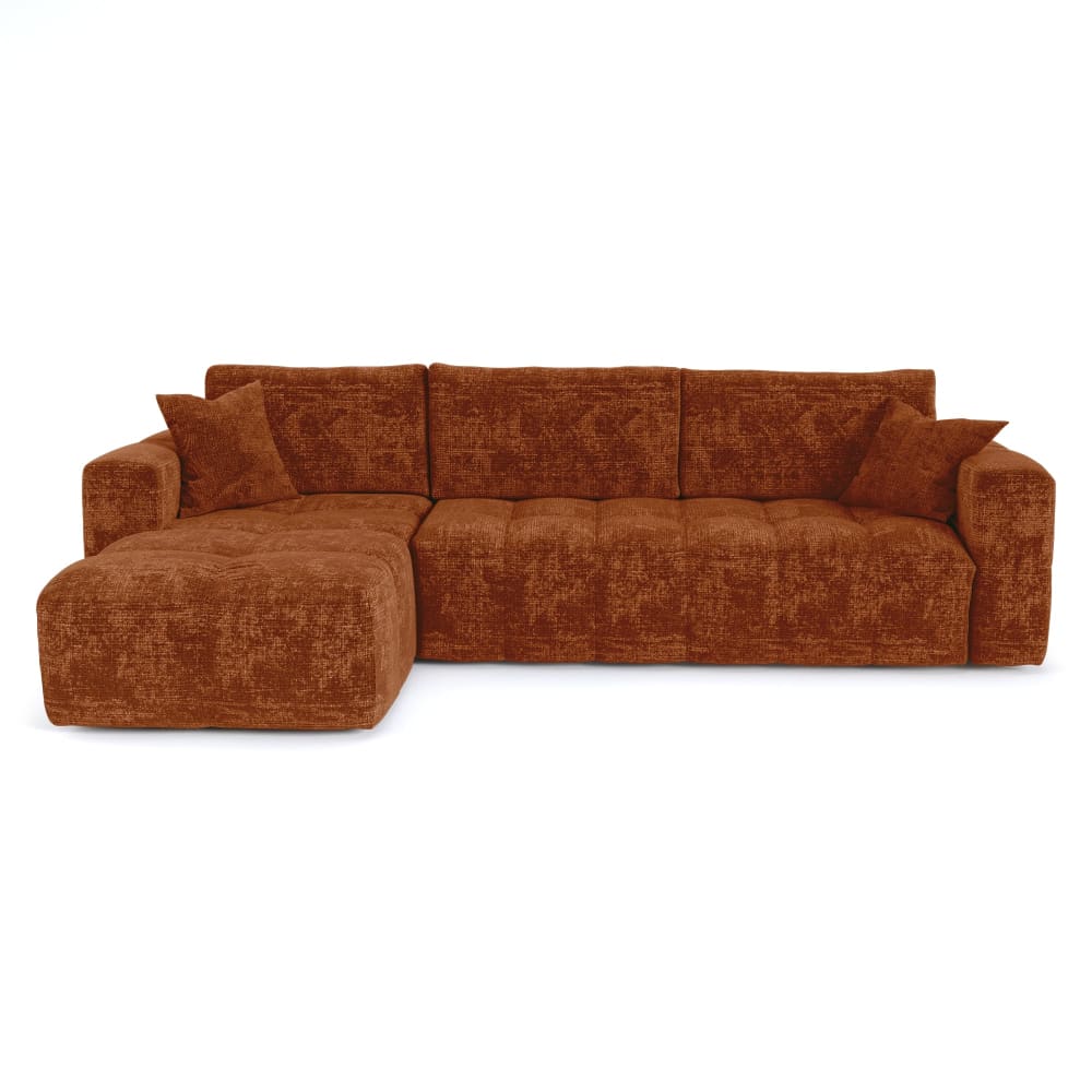 Canapé angle gauche convertible express 5places velours terracotta