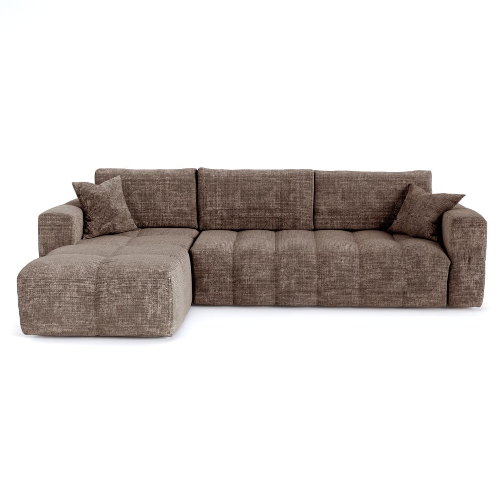 Canapé d'angle gauche convertible express 5 places velours taupe