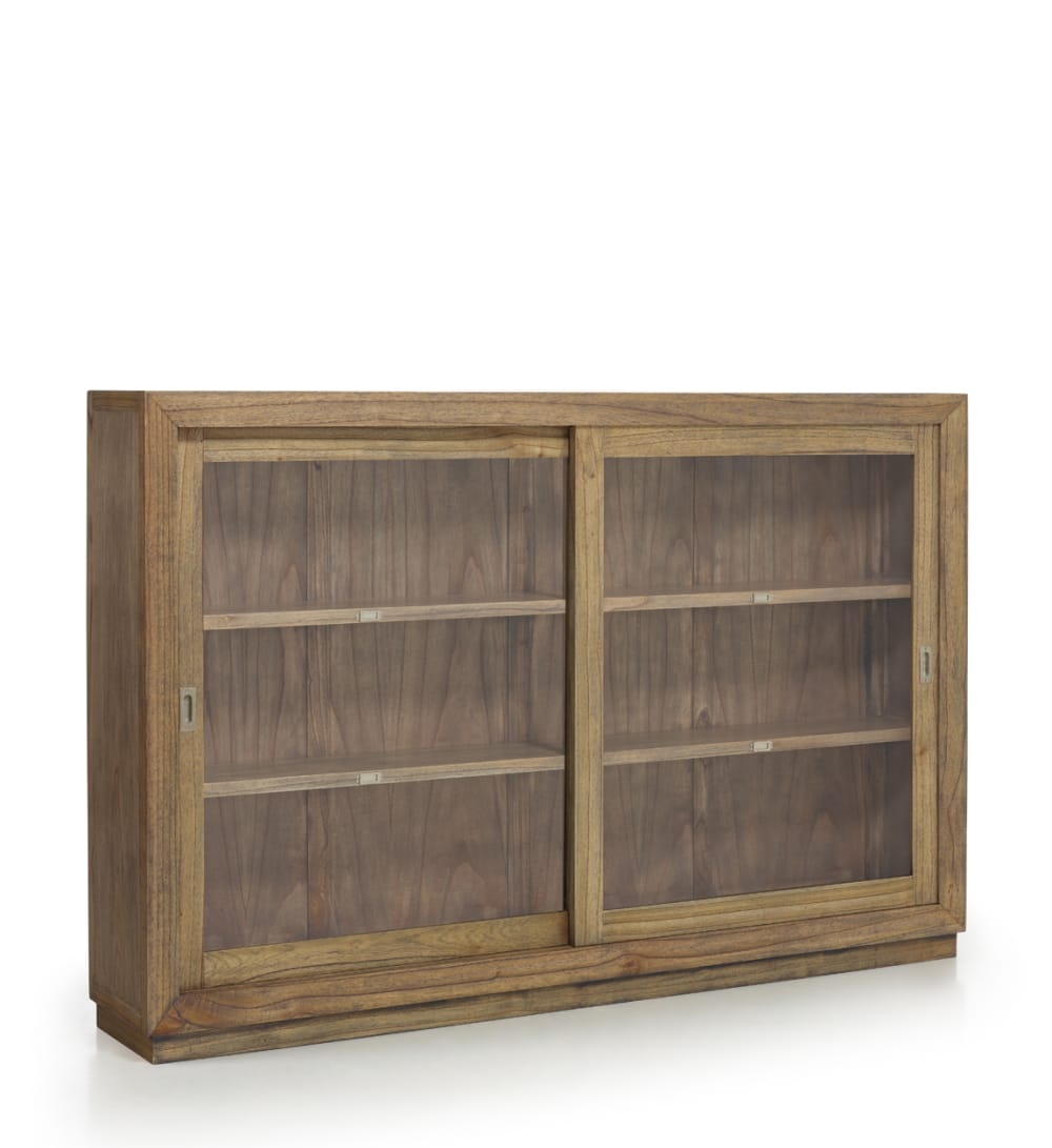 MOYCOR Vitrine mit 2 Schiebetüren aus Holz, B 200 cm, beige style landhaus - Holz