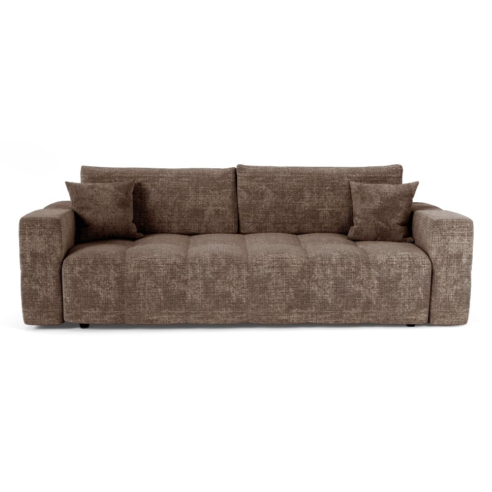 Canapé convertible express 4 places en velours gaufré taupe