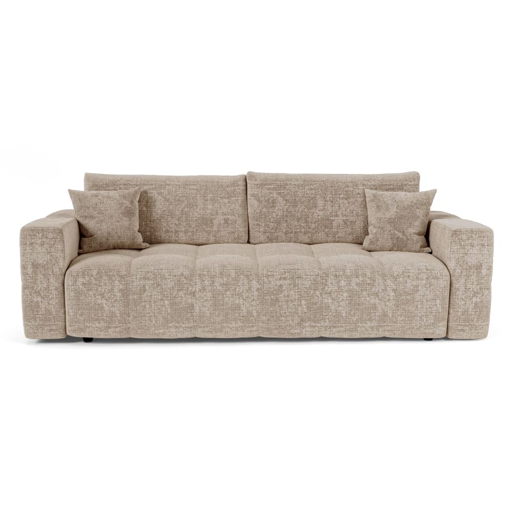 Canapé convertible express 4 places en velours gaufré beige