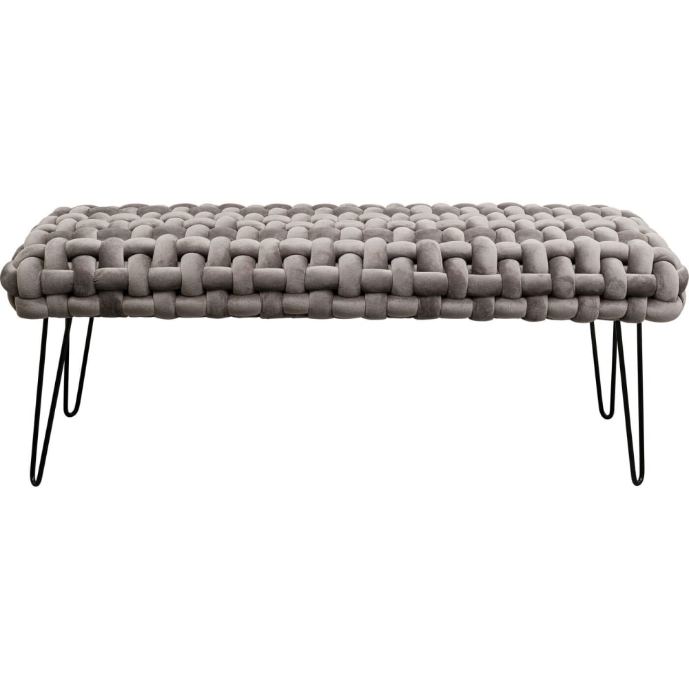 banc 2 places effet tressé - gris velours