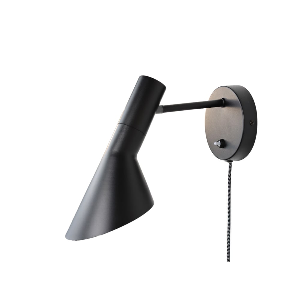 Applique murale noire avec câble et tête orientable, E27