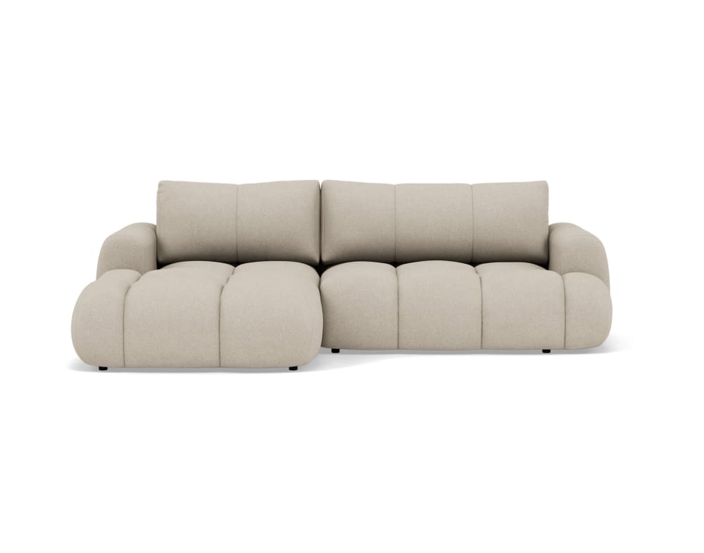 Canapé d'angle gauche convertible 4 places en tissu bouclette beige