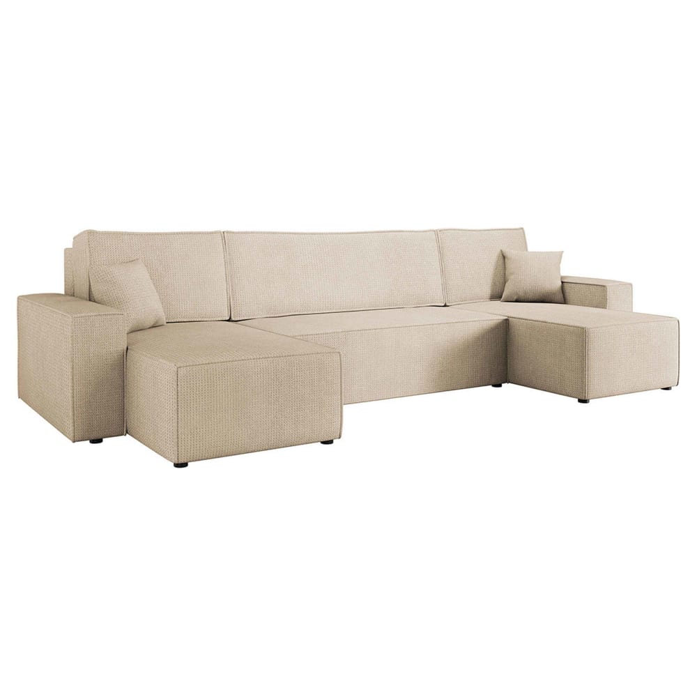 Canapé panoramique 7 places En U en Tissu texturé Beige