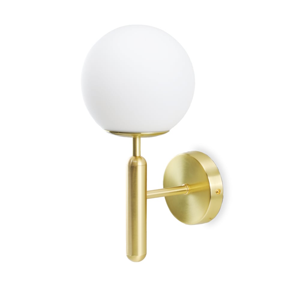 Alpinaluz Wandleuchte mit Opalglaskugel, E27, Metall Gold style modern Gold Kristall