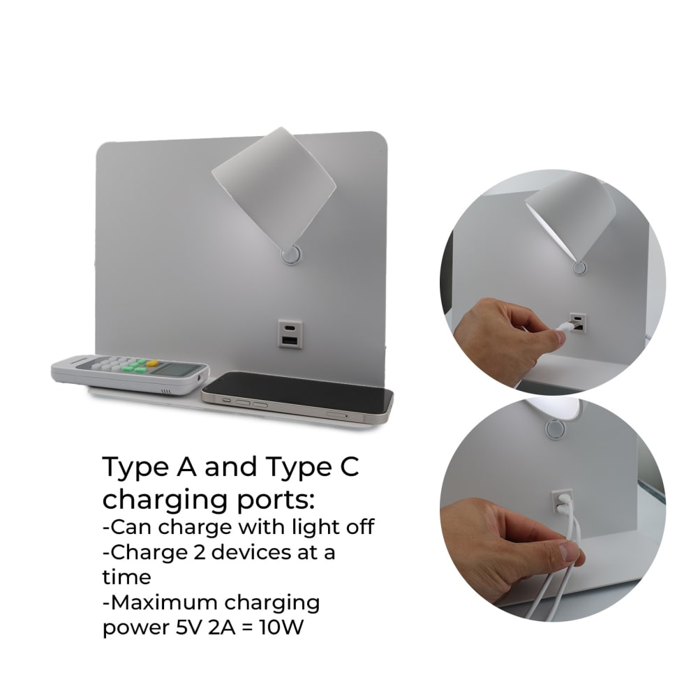 Applique murale blanche avec USB-C et LED 6W dimmable 28cm — vue 4