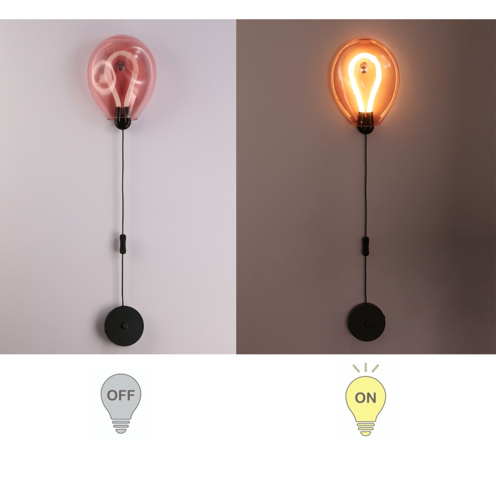 Applique murale globe rose froissé LED 8W avec câble 26cm — vue 4