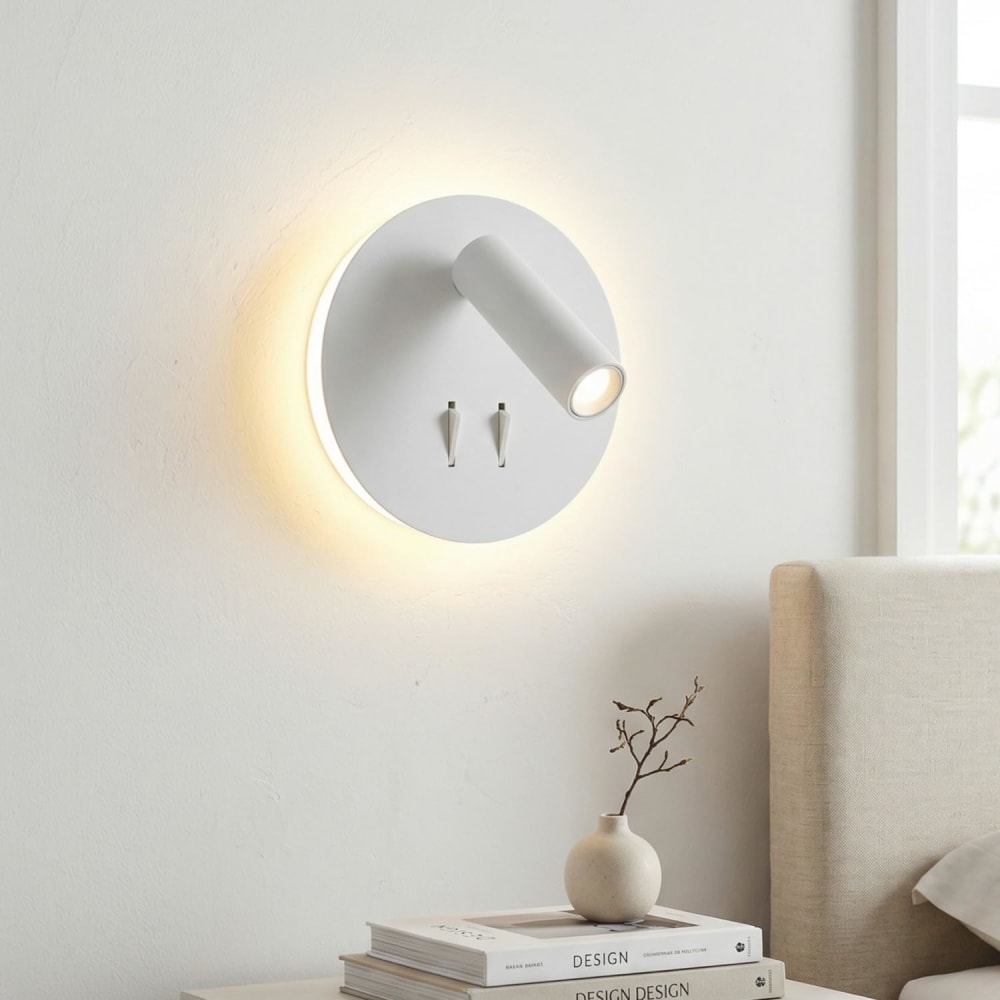 Applique murale blanche avec spot lecture 3W et lumière 6W 15cm — vue 3