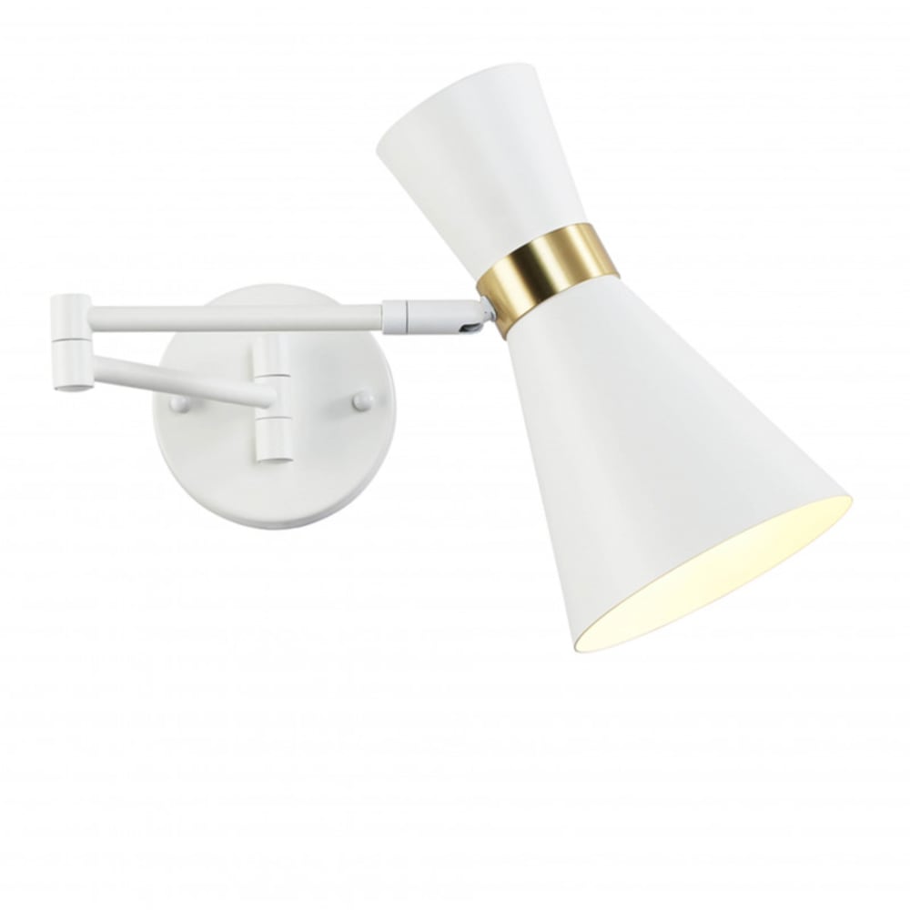 Applique murale blanche avec bras articulé, E27