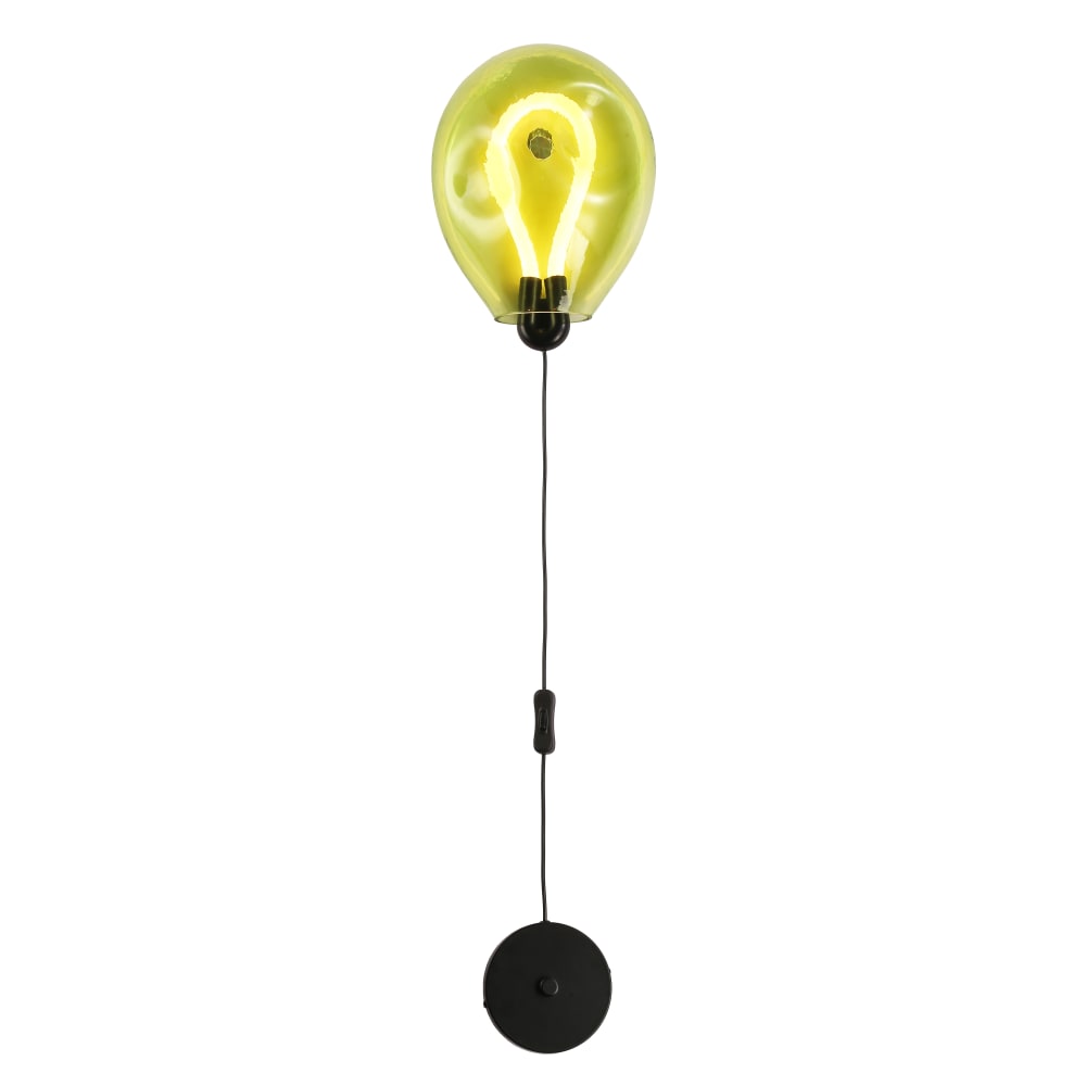 Applique murale globe vert froissé LED 8W avec câble 26cm