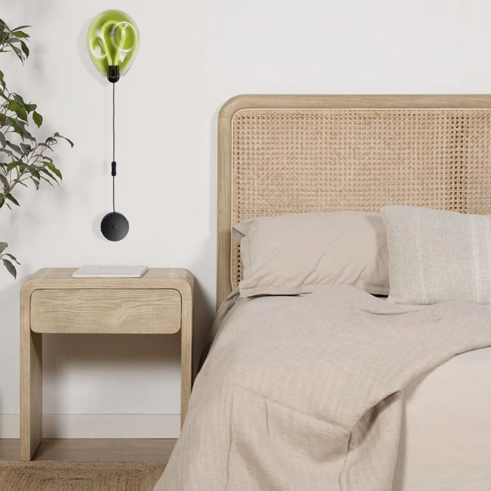 Applique murale globe vert froissé LED 8W avec câble 26cm — vue 3