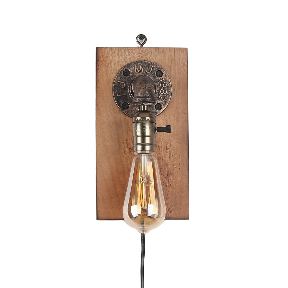 Alpinaluz Wandleuchte im Industrie-Stil mit Kabel, E27, Holz Natur style vintage Braun Holz