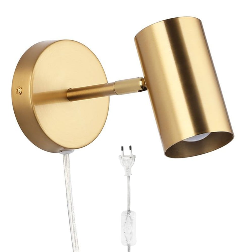 Applique murale dorée avec câble et spot orientable, E27