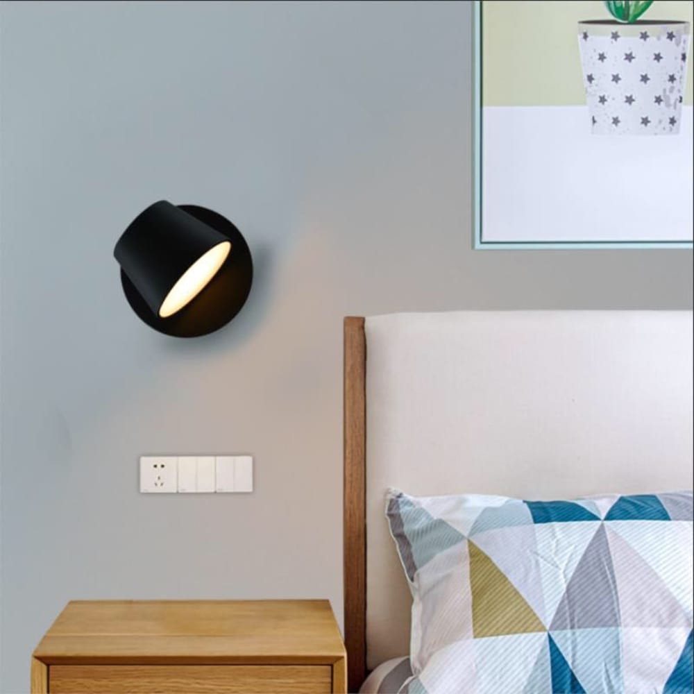 Applique murale noire avec spot de lecture LED 6W orientable 11.8cm — vue 3