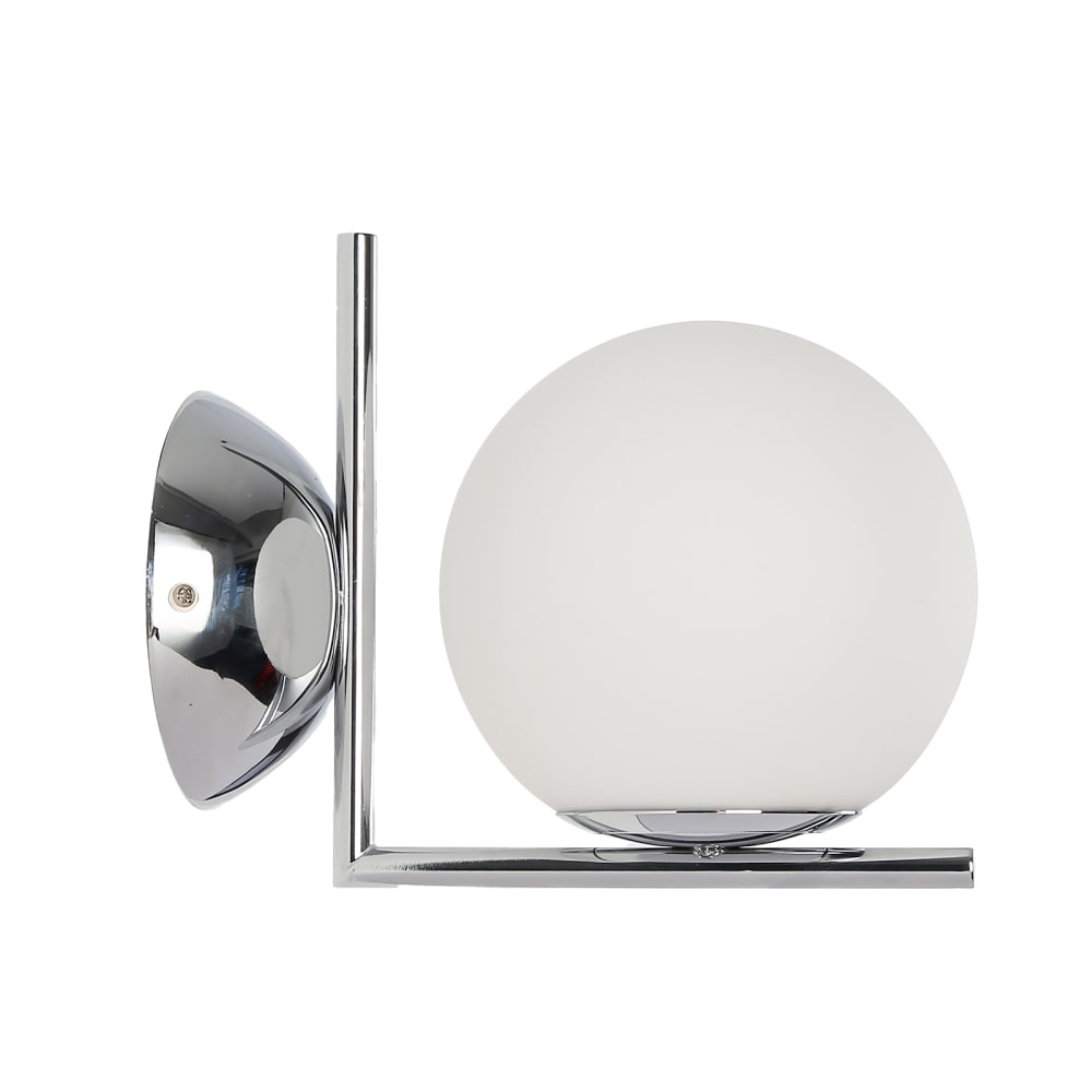 Applique murale chromée avec globe en verre opalin, E27