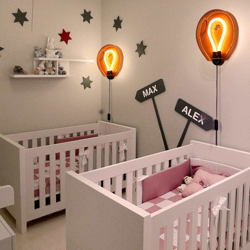 Applique murale globe orange froissé LED 8W avec câble 26cm — vue 3